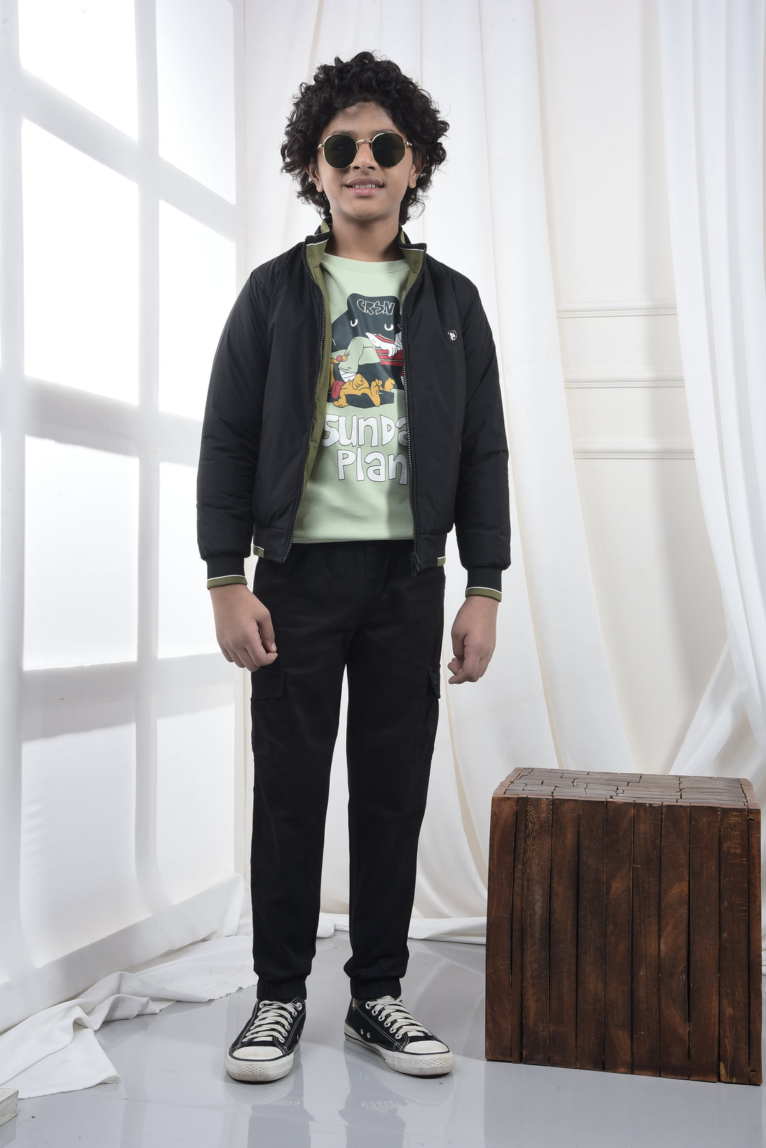 Black & Olive Green Reversible Padded Bomber Jacket