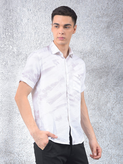Beige Printed 100% Cotton Shirt