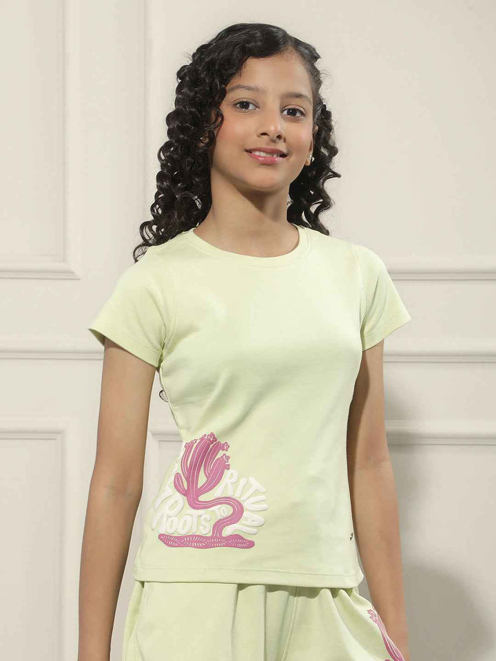 Green Typographic Print T-Shirt