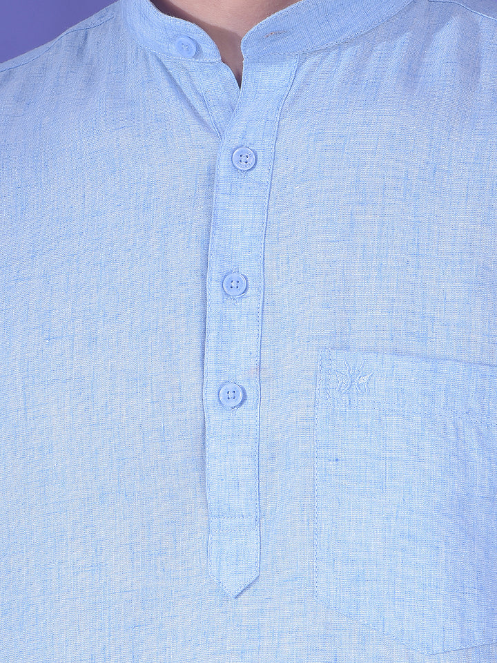 Loom Celadon Blue Linen Kurta