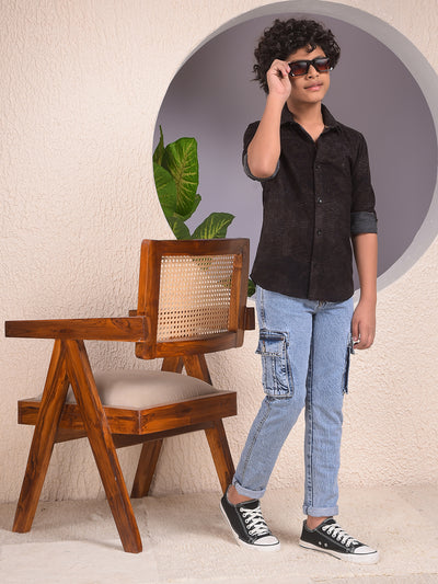 Blue 100% Cotton Straight Cargo Jeans
