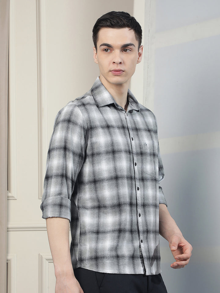 Grey Checked 100% Cotton Shirt