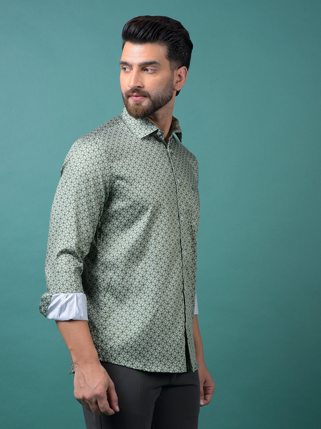 Green Floral Print Shirt