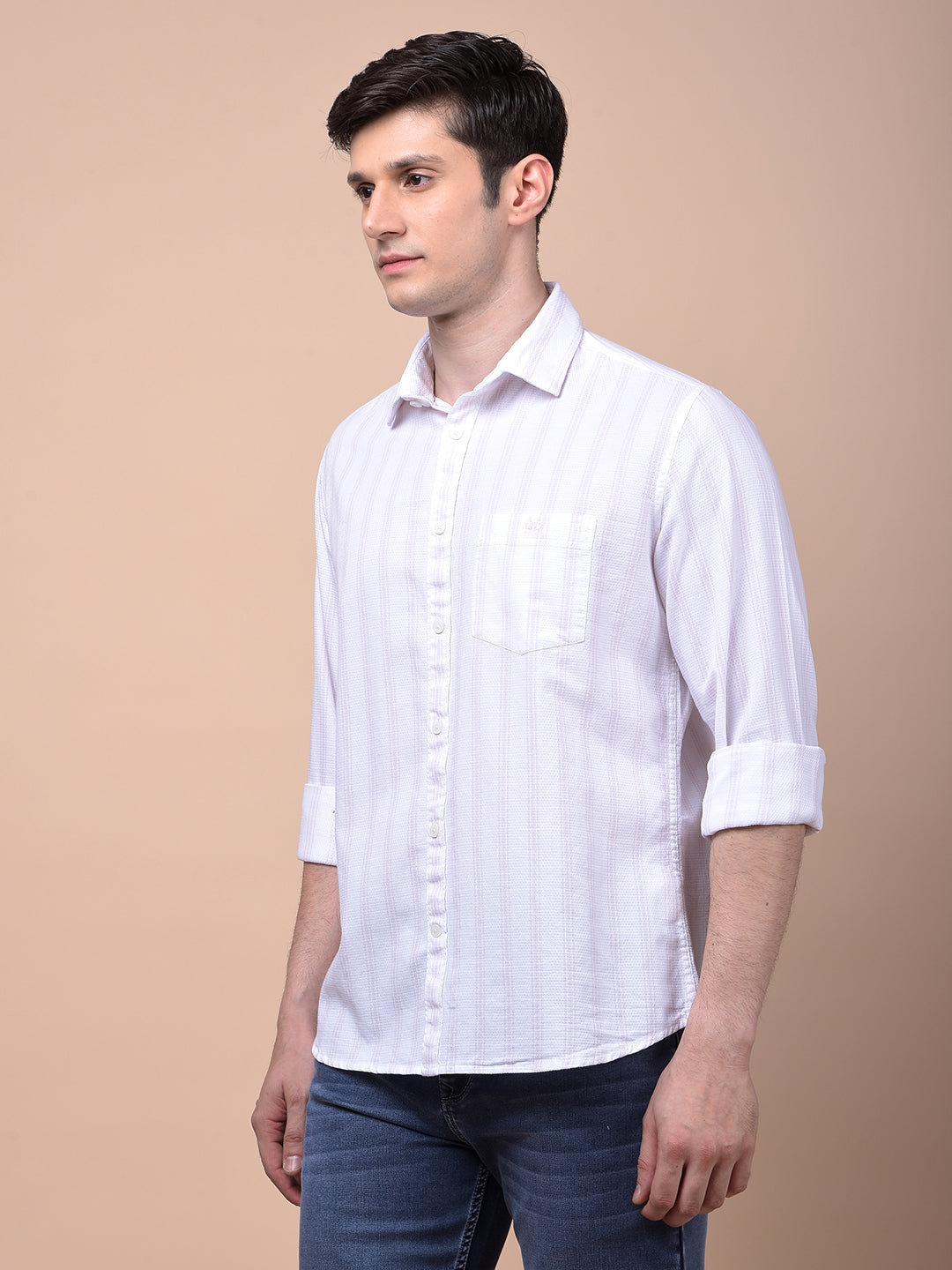 Pink Vertical Stripes 100% Cotton Shirt