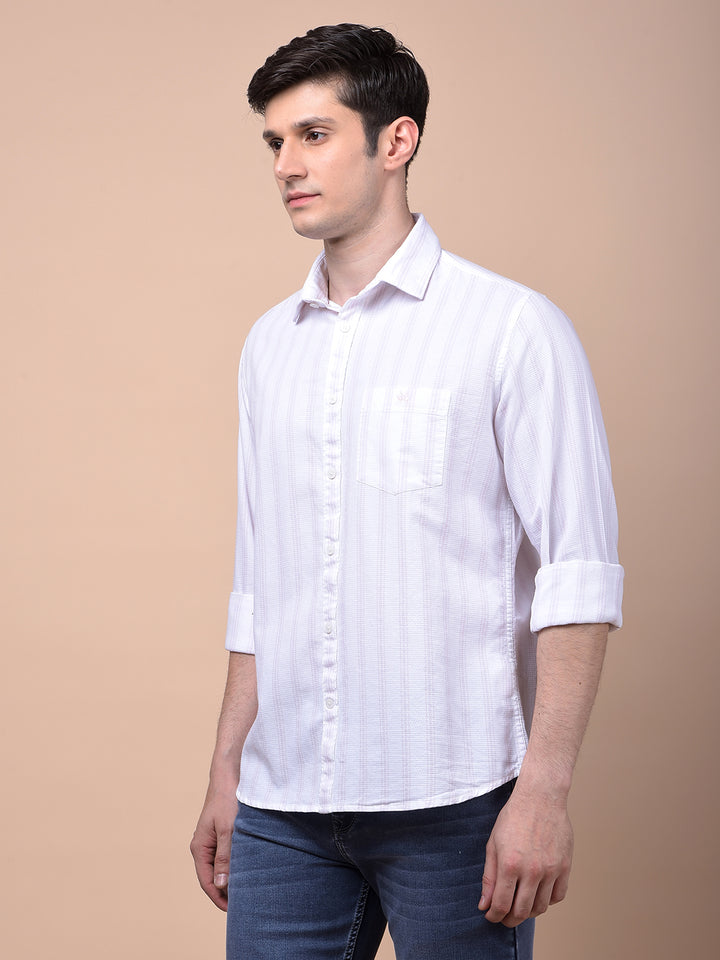 Pink Vertical Stripes 100% Cotton Shirt