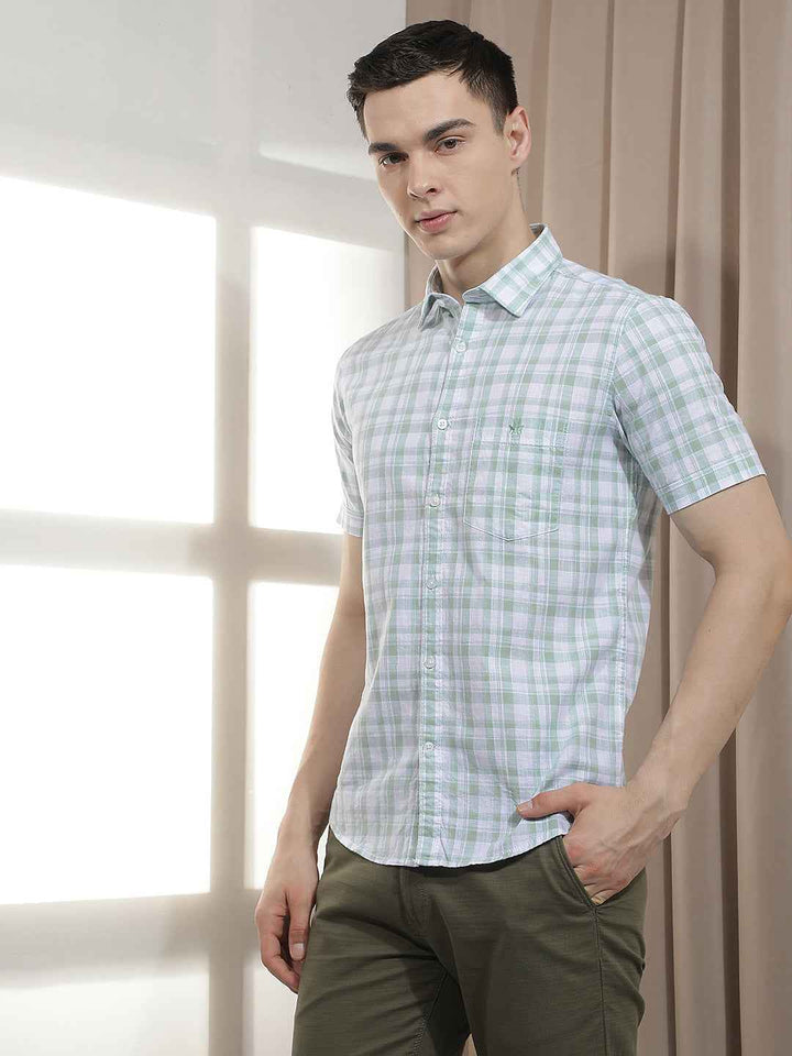 Green Checked 100% Cotton Shirt