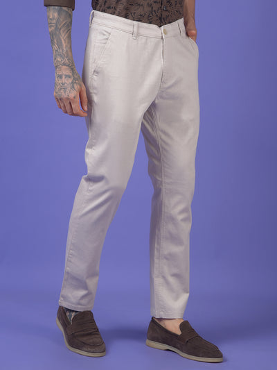 Beige Printed Trousers