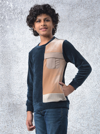 Navy Blue Color-Block Sweatshirt