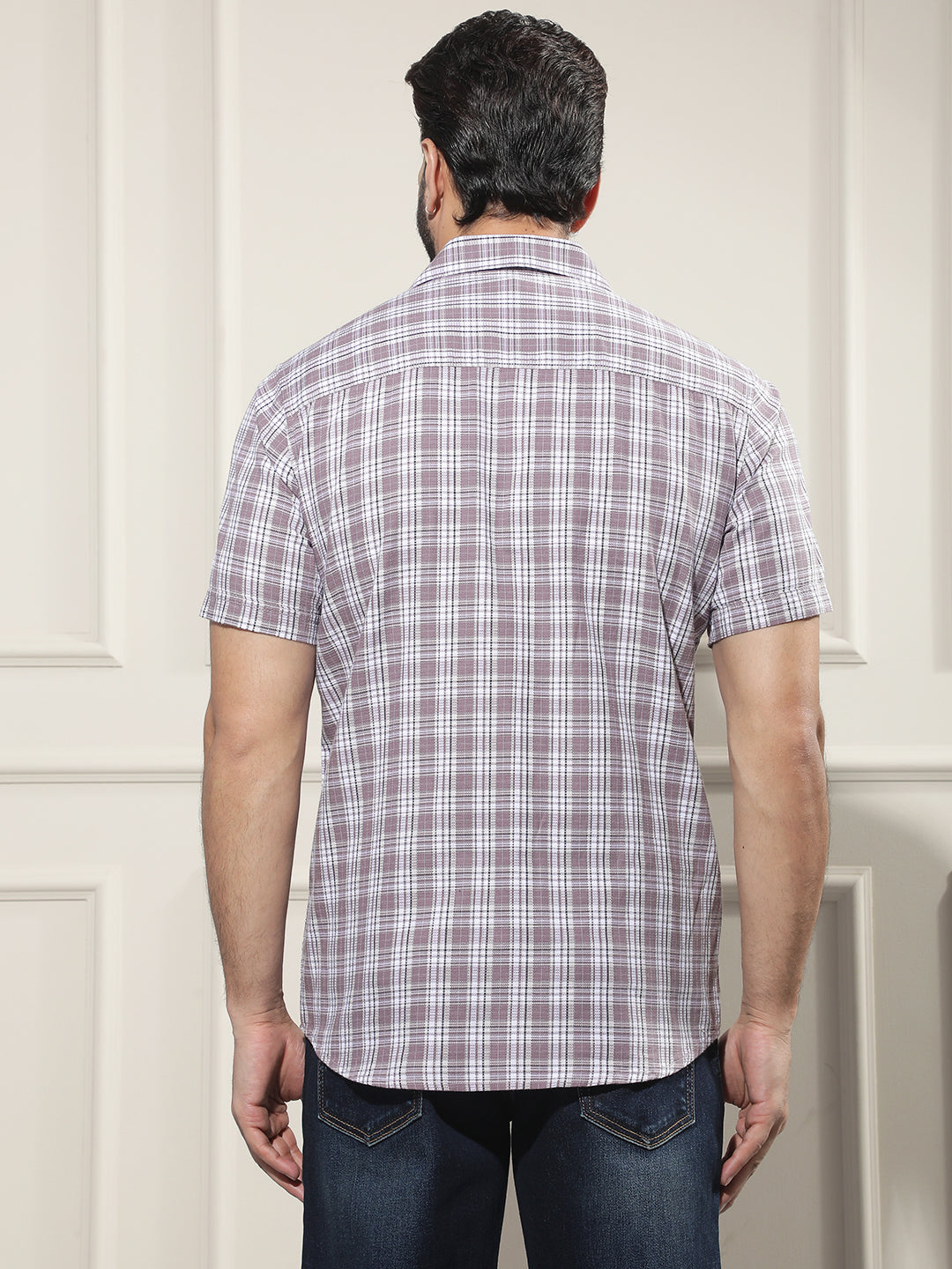 Purple 100% Cotton Checked Shirt