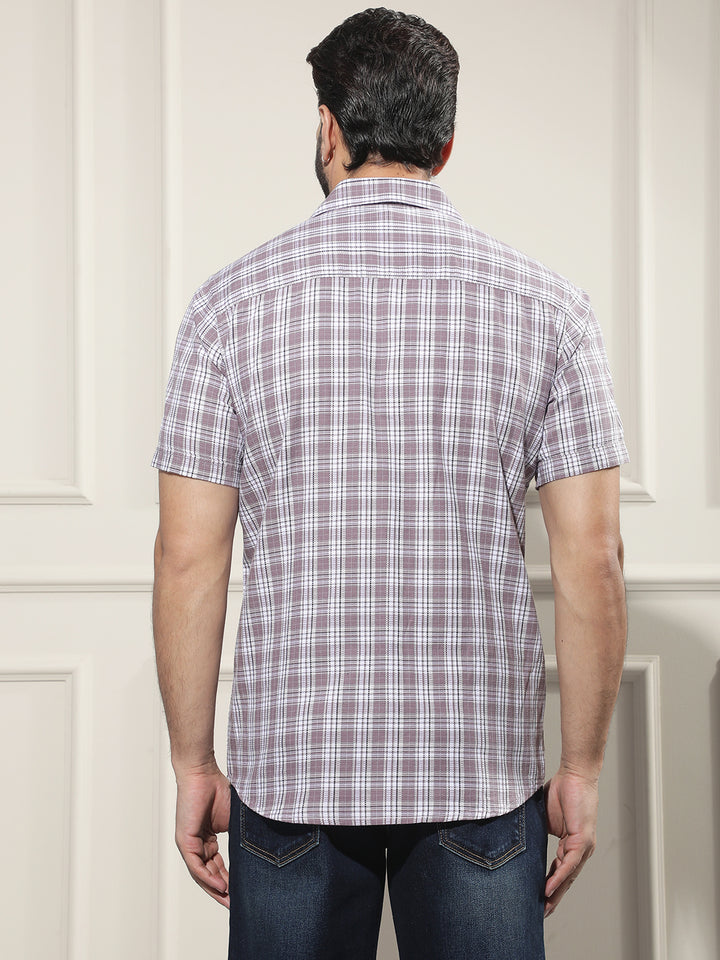 Purple 100% Cotton Checked Shirt