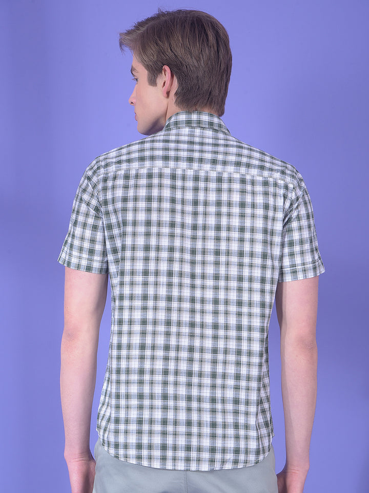 Vortex Sage Green 100% Cotton Checked Shirt