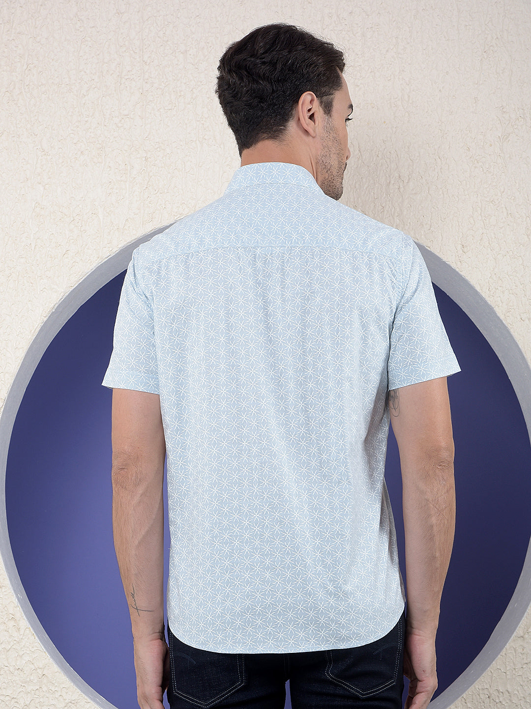 Blue Floral Printed Shirt