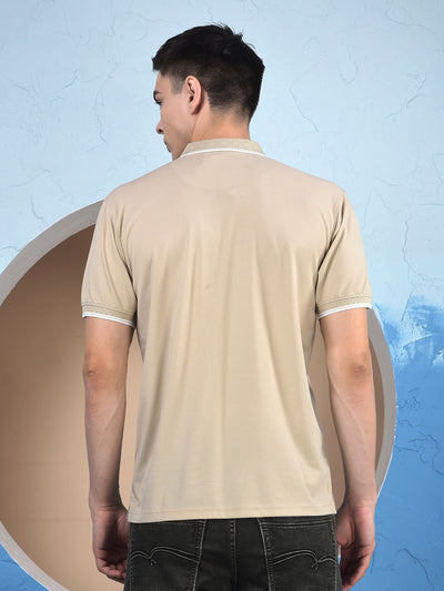 Beige Polo-Neck T-Shirt