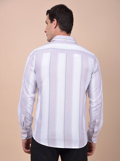 Pink Vertical Stripes 100% Cotton Shirt