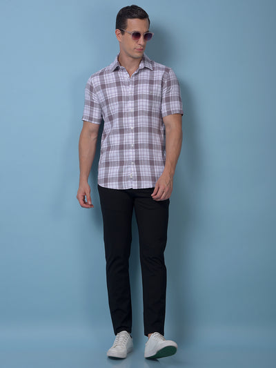 Purple Checked 100% Cotton Shirt