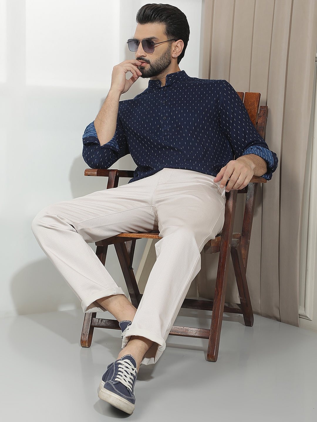 Beige Straight Trousers