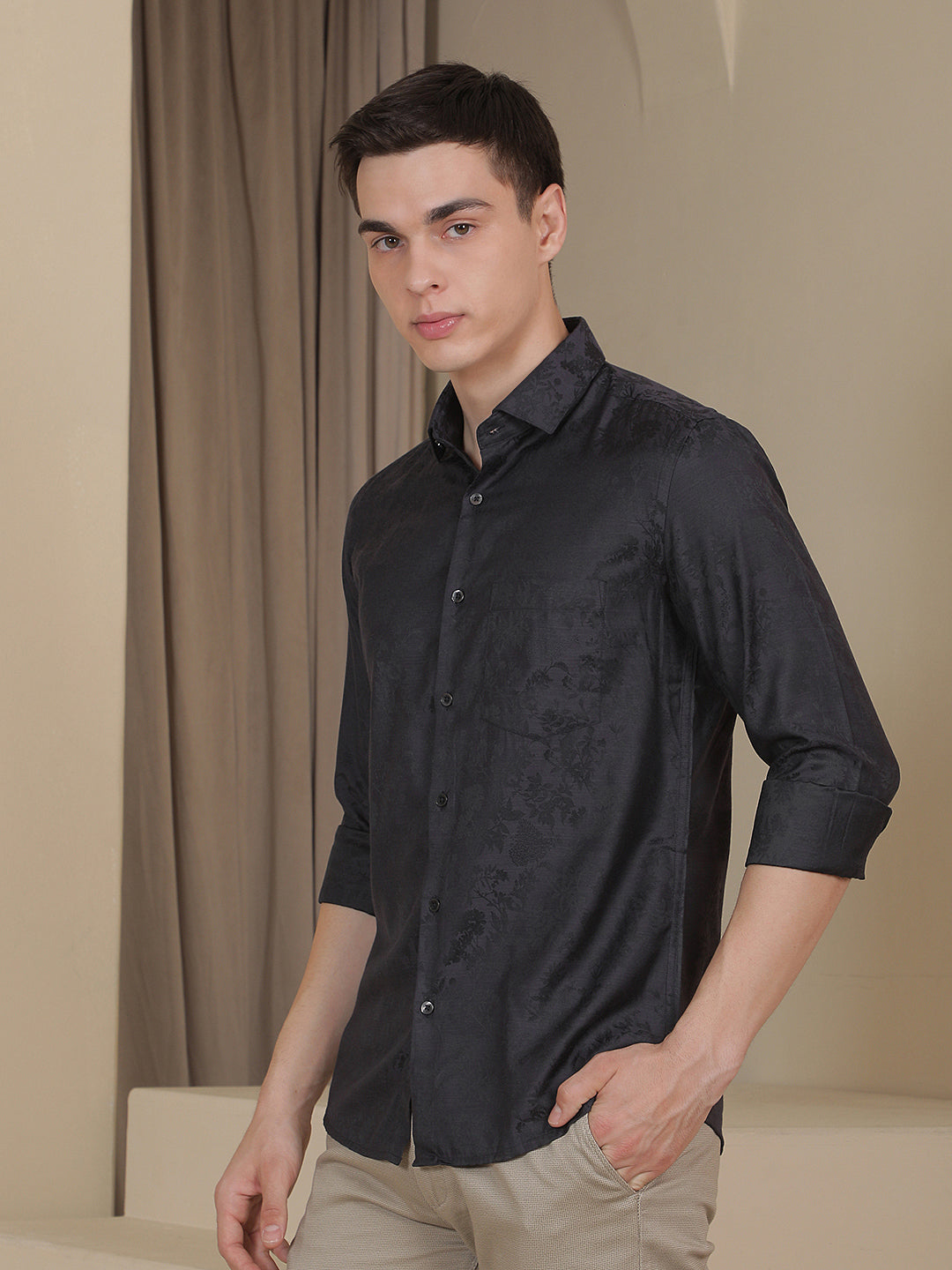 Black Floral Print Shirt