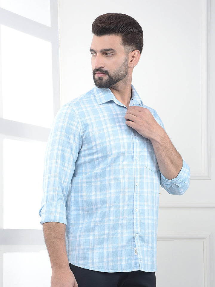 Blue Checked 100% Cotton Shirt