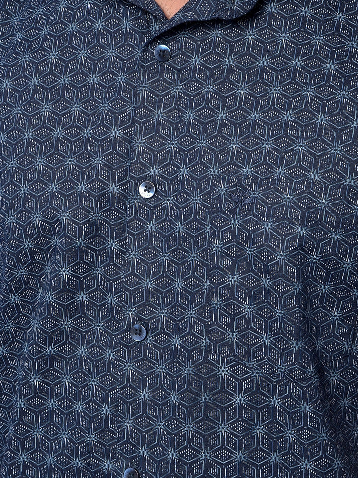 Navy Blue Printed Shirt