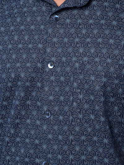 Navy Blue Printed Shirt
