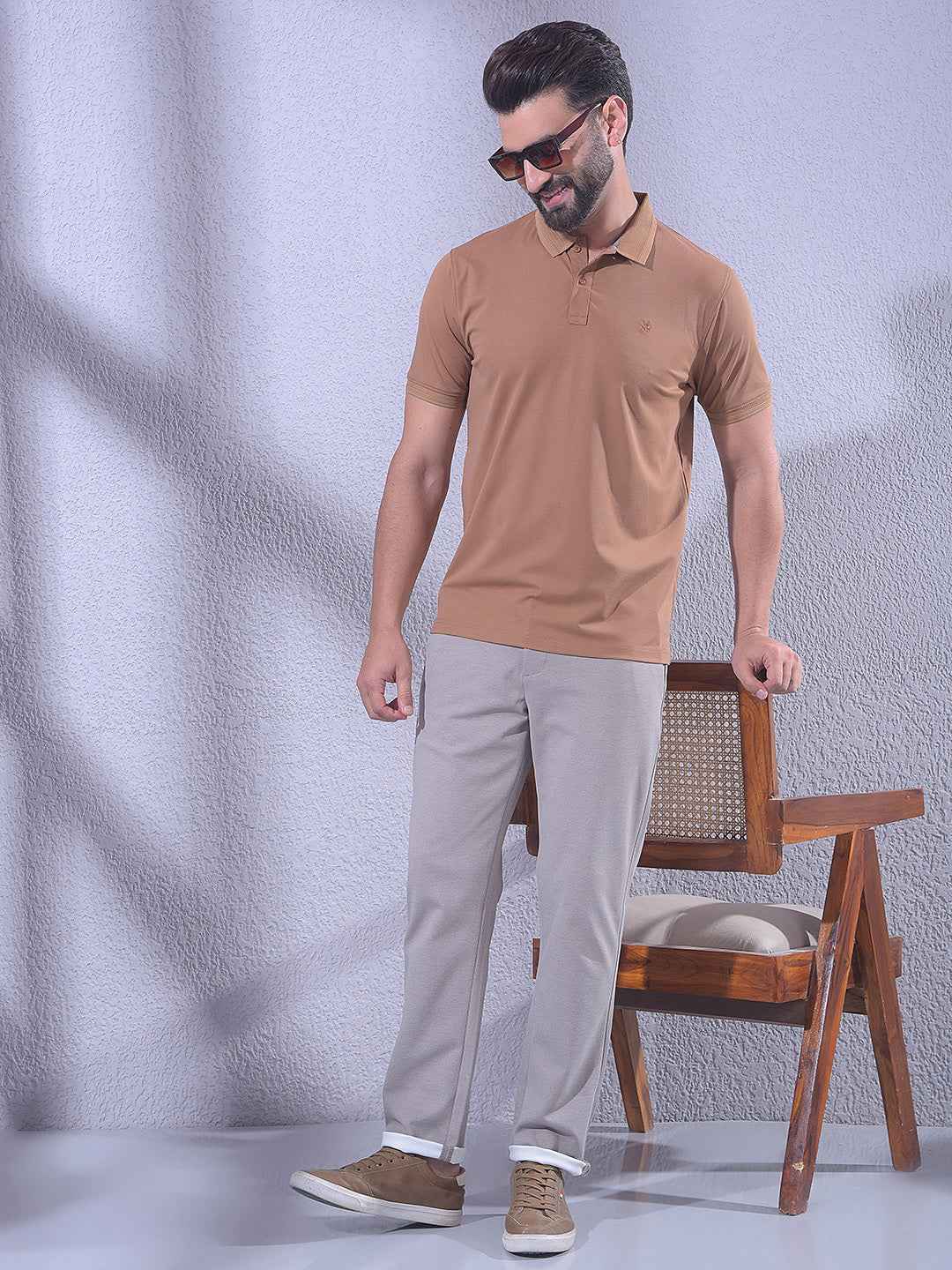 Brown Polo Neck T-Shirt