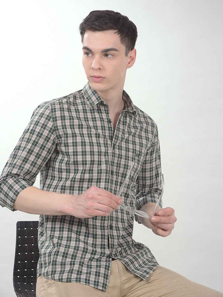 Green Checked 100% Cotton Shirt