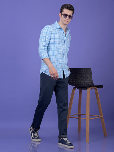 Blue Checked 100% Cotton Shirt
