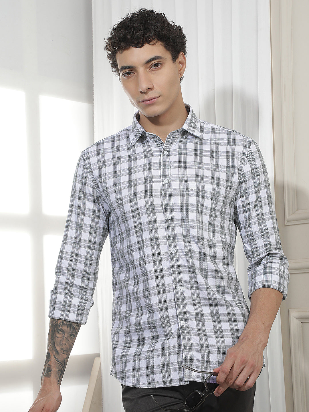 Green Checked 100% Cotton Shirt