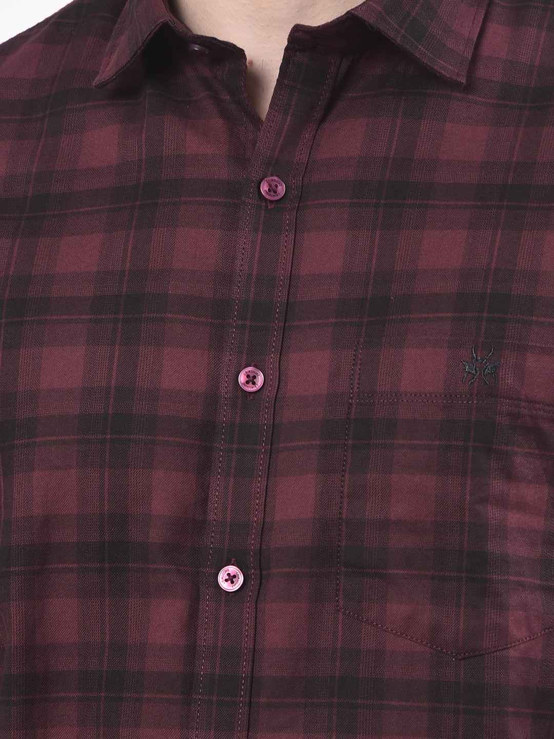 Maroon Checked 100% Cotton Shirt
