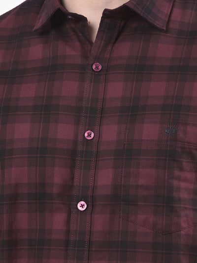 Maroon Checked 100% Cotton Shirt