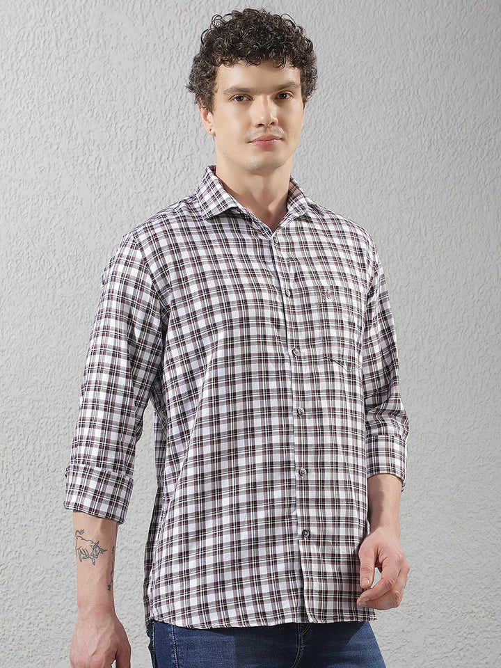 Purple Checked 100% Cotton Shirt