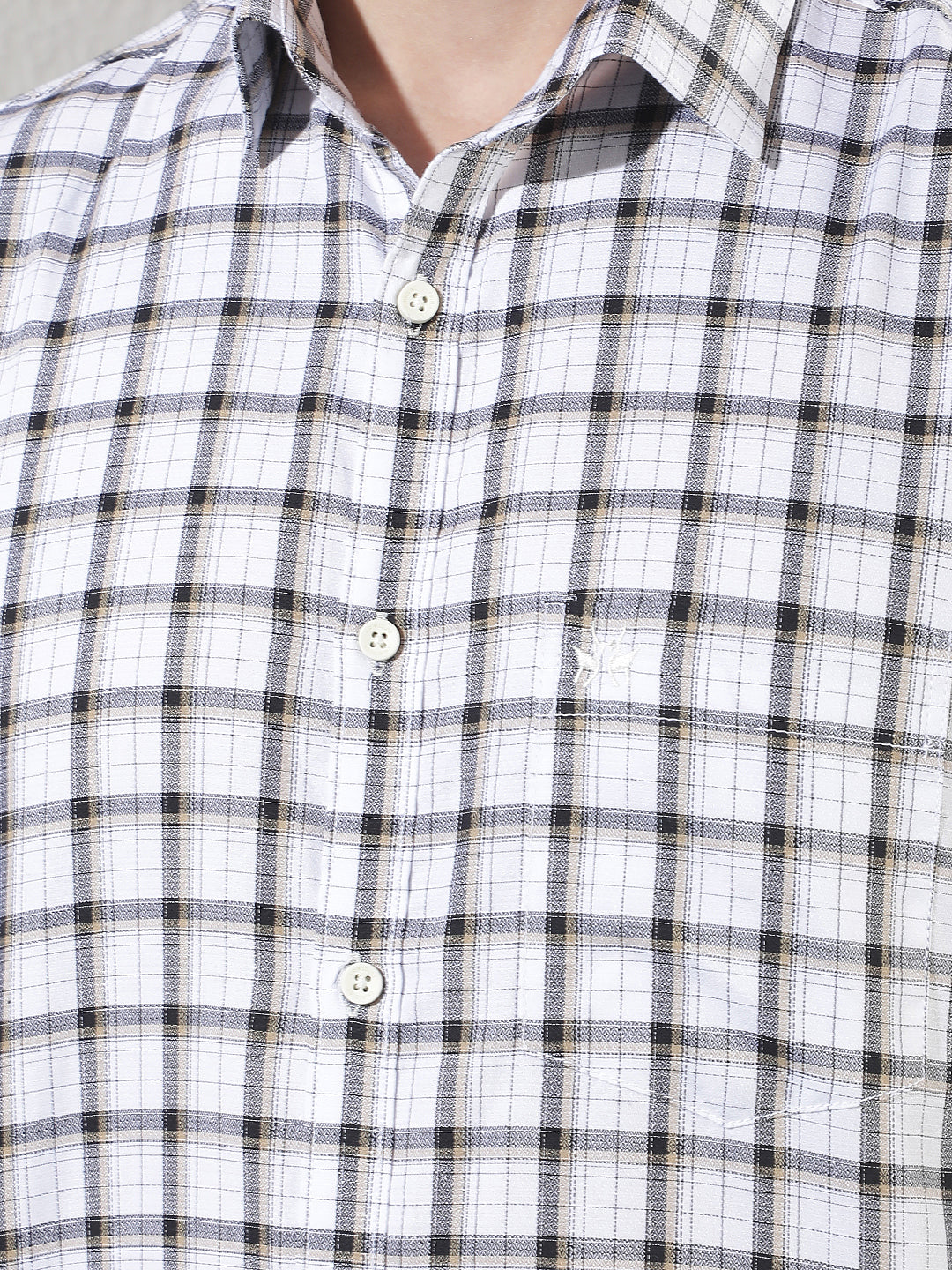 White 100% Cotton Checked Shirt