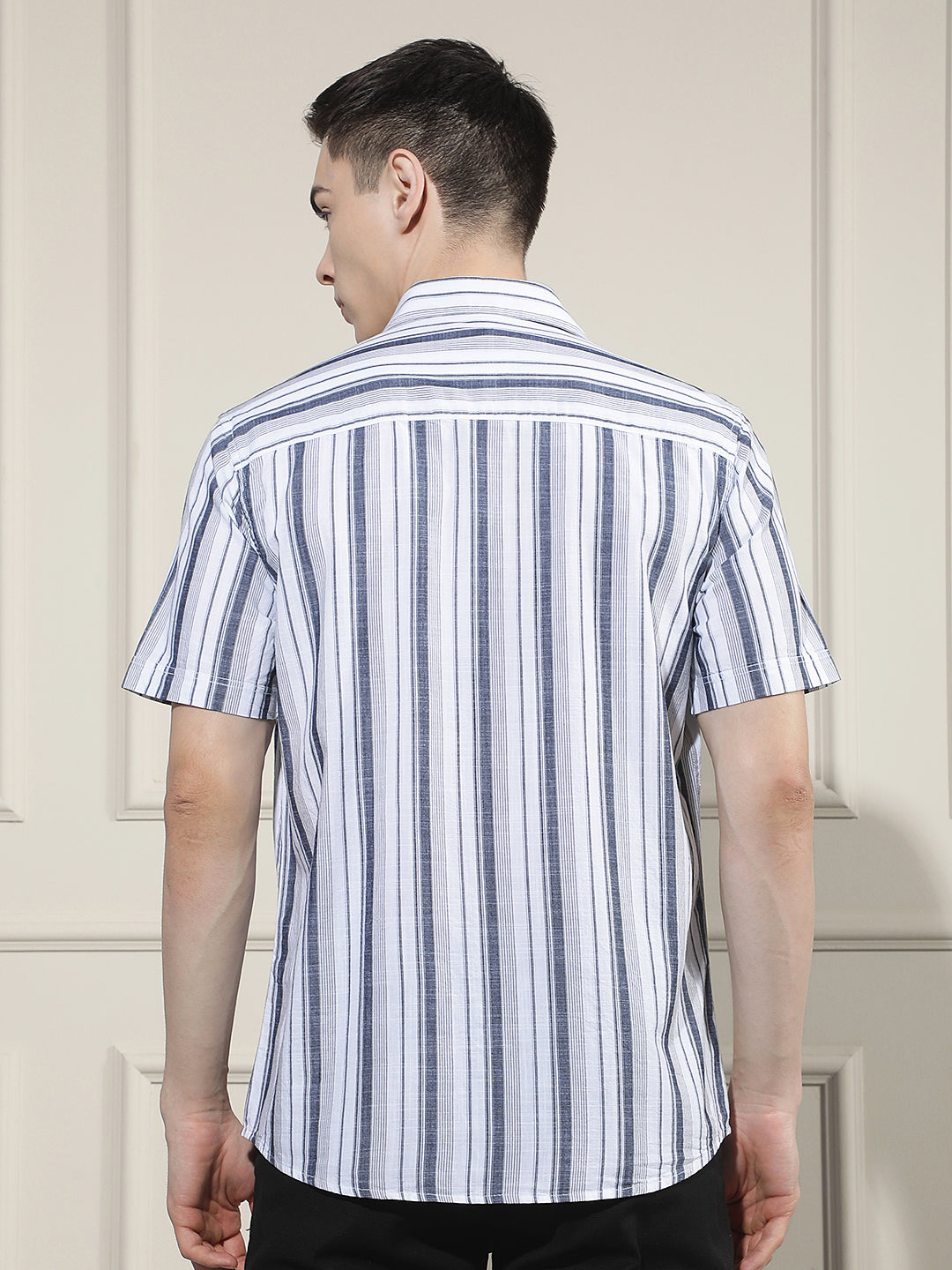 White Vertical Striped 100% Cotton Shirt