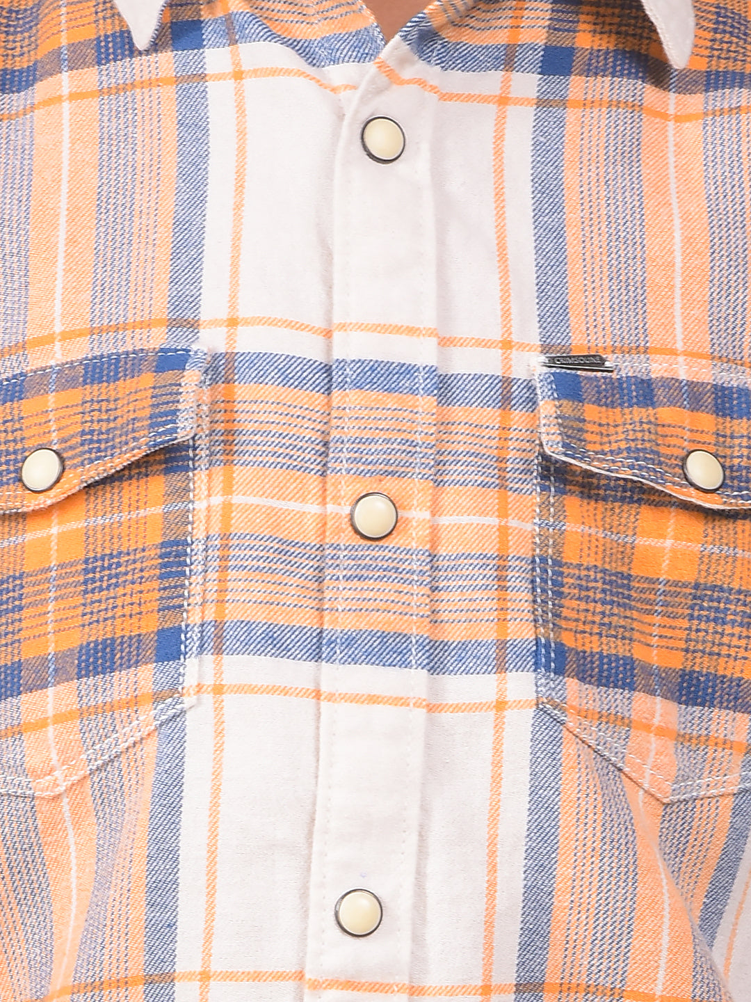 Peach Checked 100% Cotton Shirt