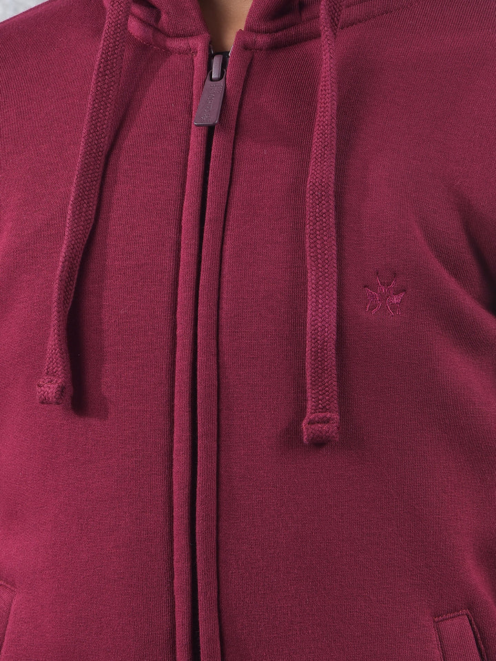 Maroon Hooded Neck Sweatshirt