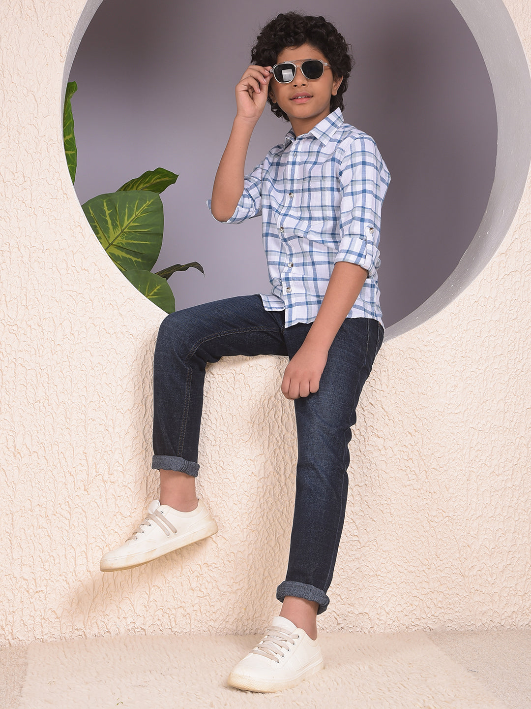 Blue Checked 100% Cotton Shirt