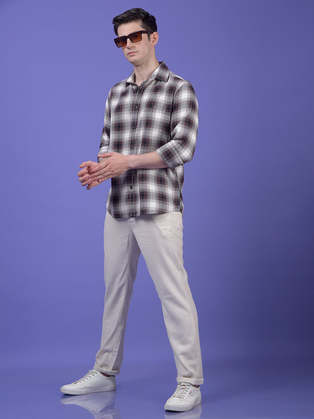 Maroon Checked 100% Cotton Shirt