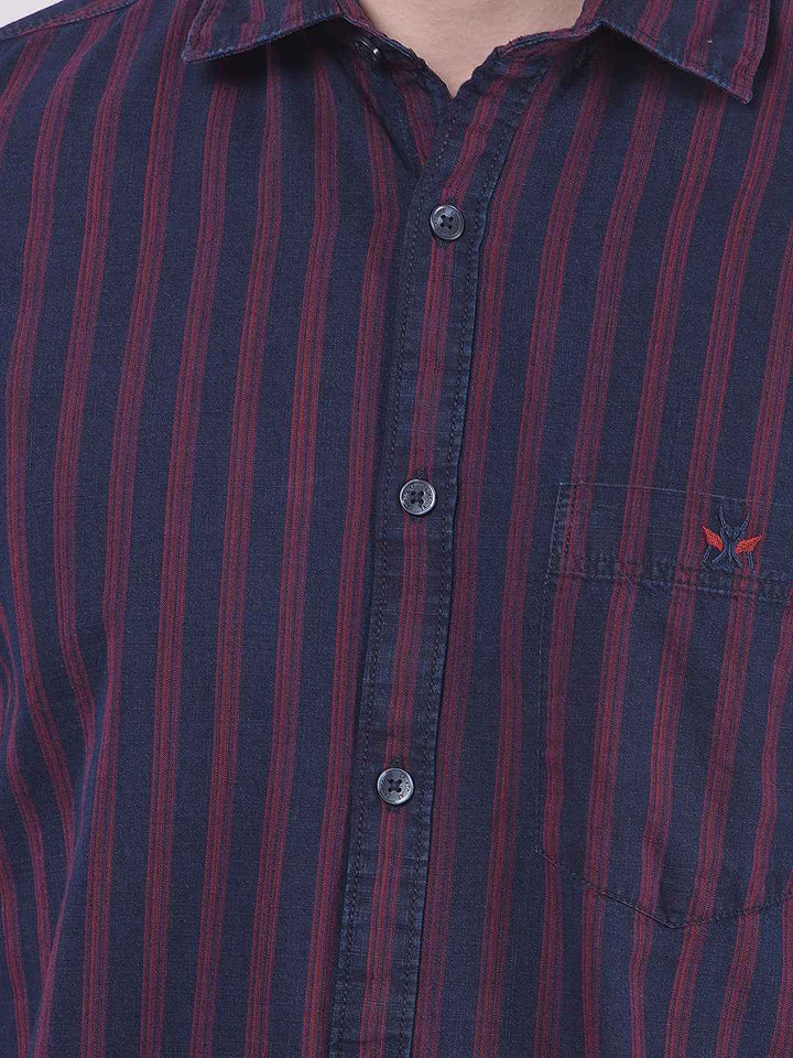 Red Vertical Stripes 100% Cotton Shirt