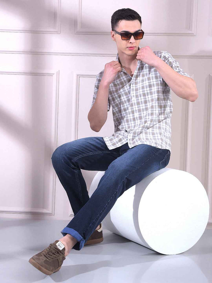 Beige Checked Shirt