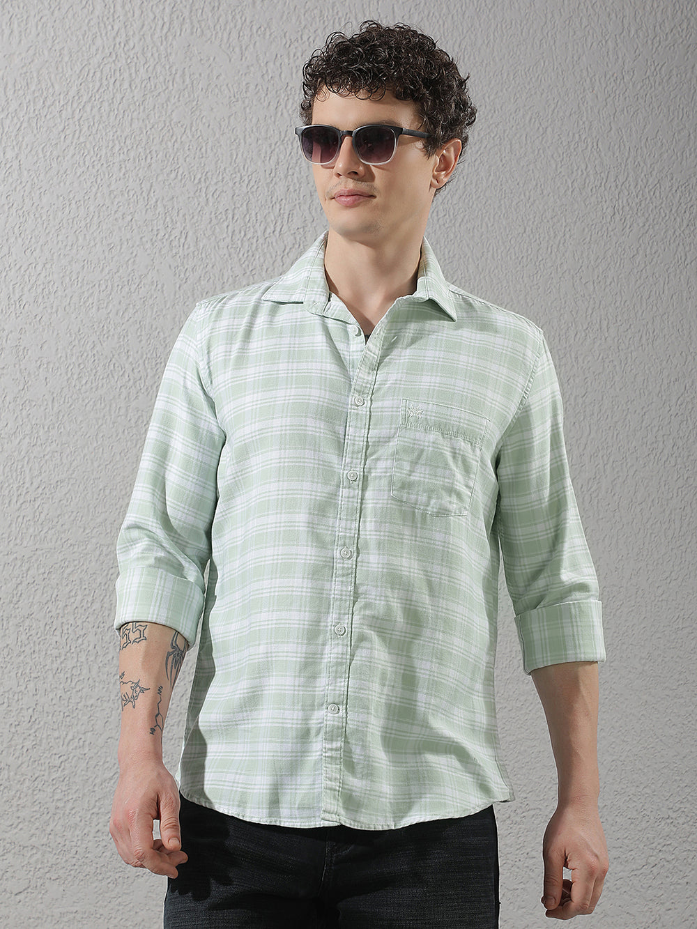 Mint Green Checked Shirt