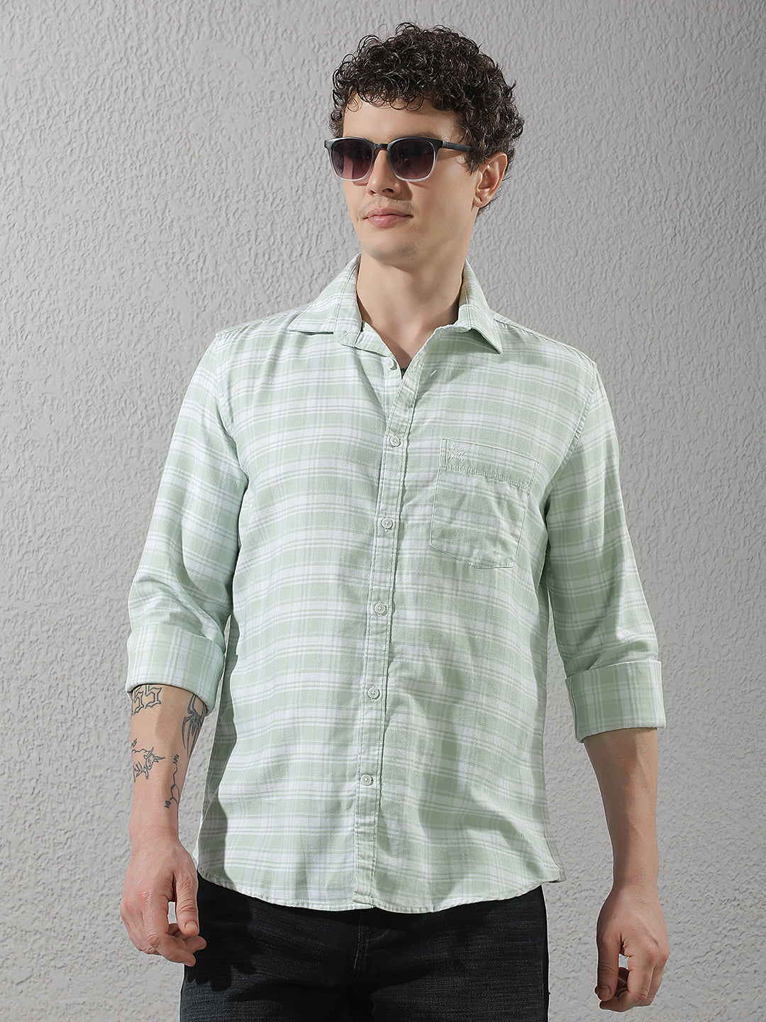 Mint Green Checked Shirt