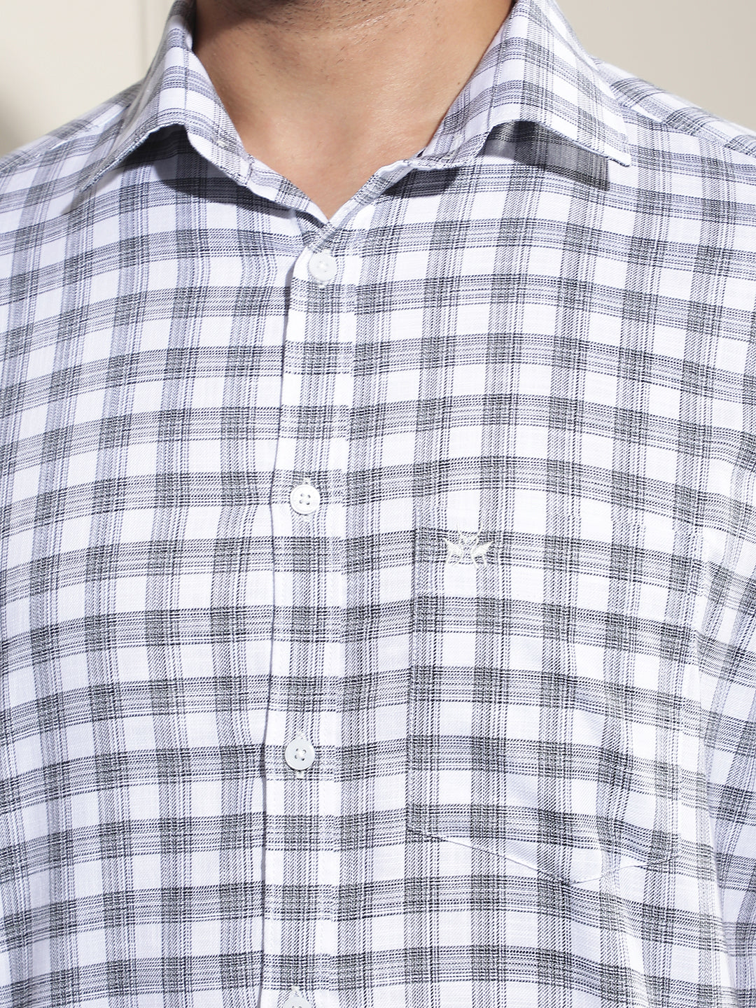 White Checked 100% Cotton Shirt