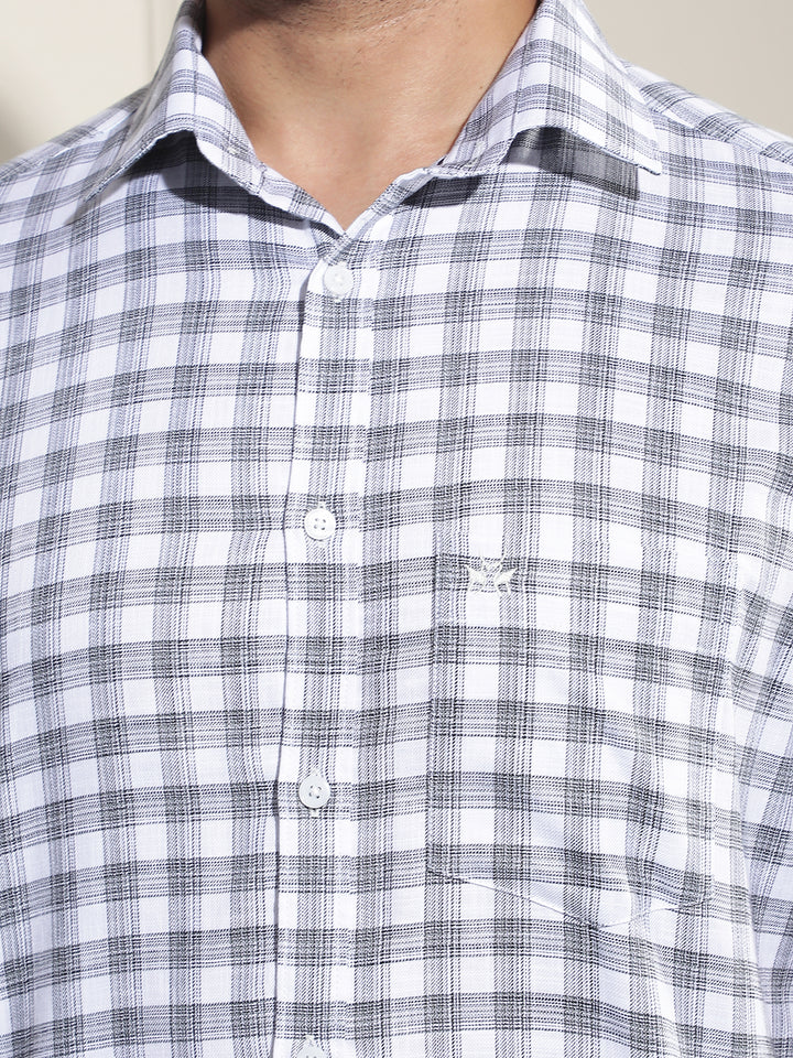 White Checked 100% Cotton Shirt