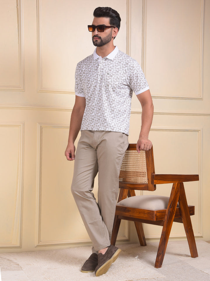 Beige Printed Trousers