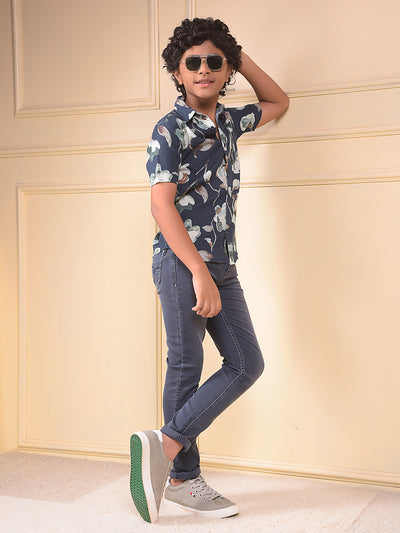 Green Floral Print 100% Cotton Shirt