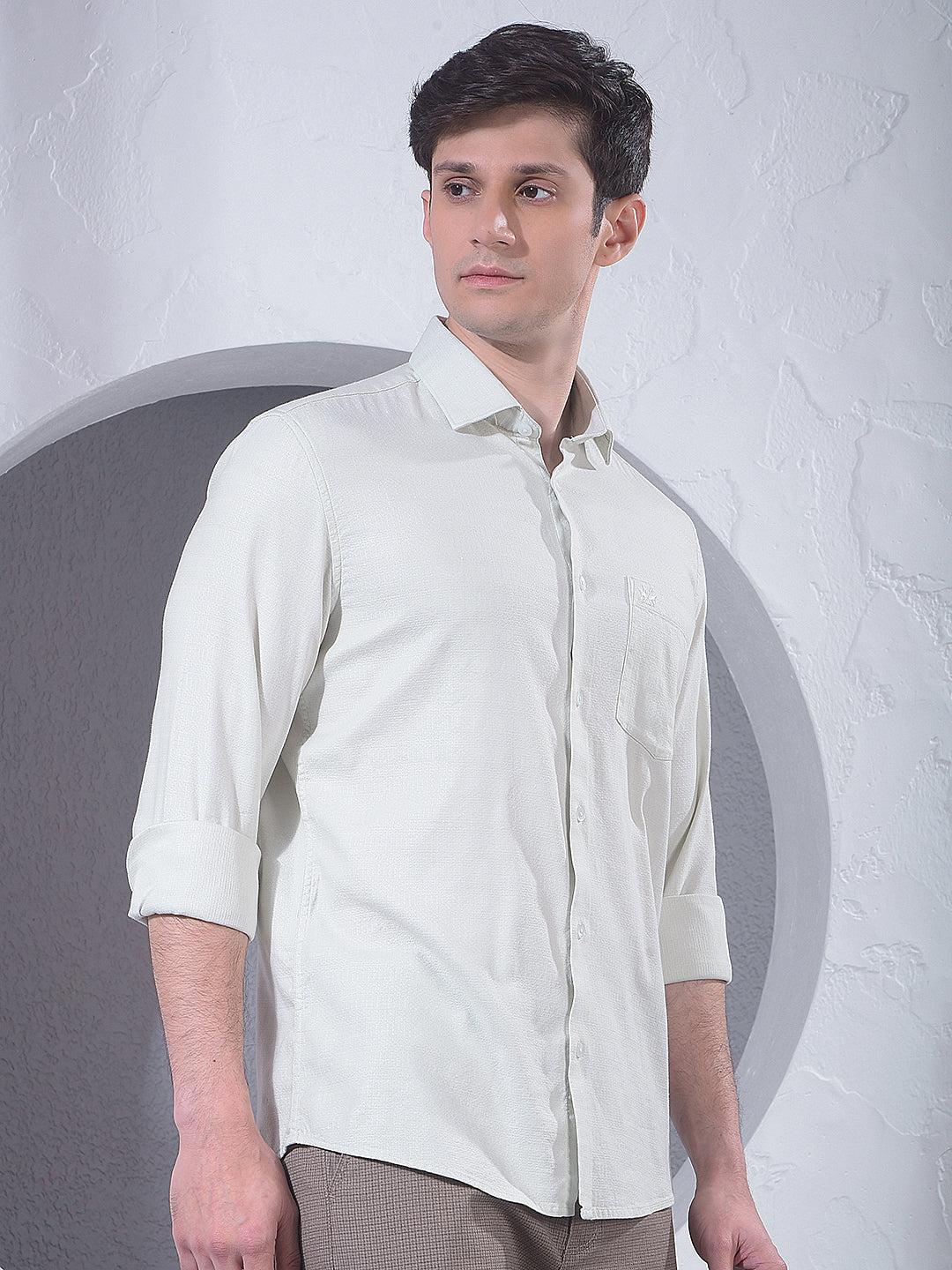 Textured Green Jacquard Shirt