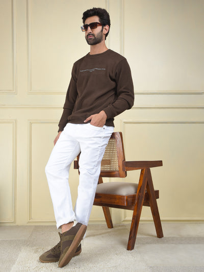 Brown Typographic Print Sweatshirt