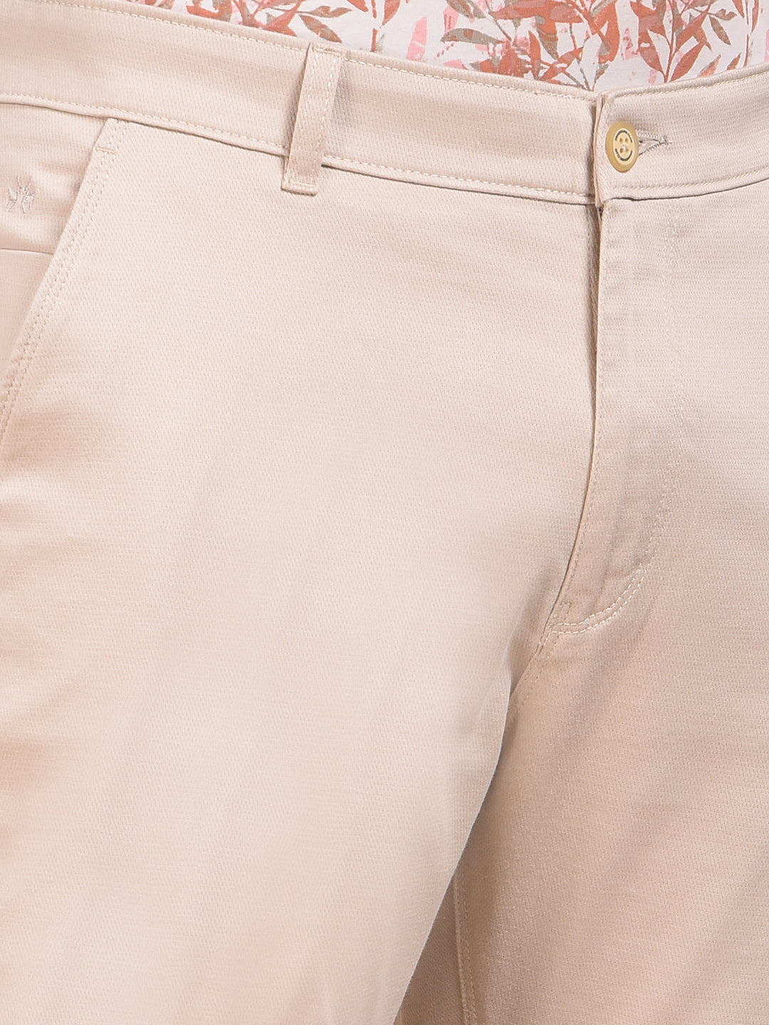 Textura Beige Slim Dobby Trousers