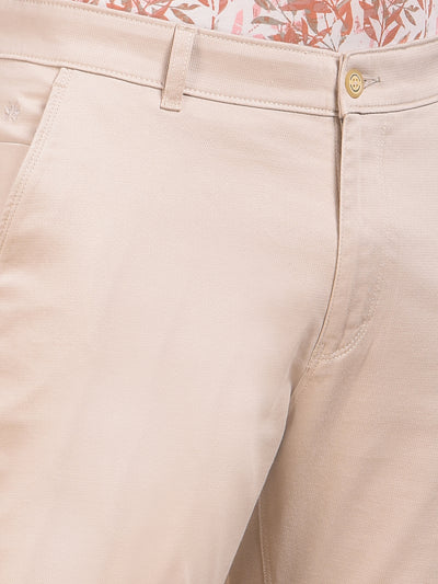 Textura Beige Slim Dobby Trousers