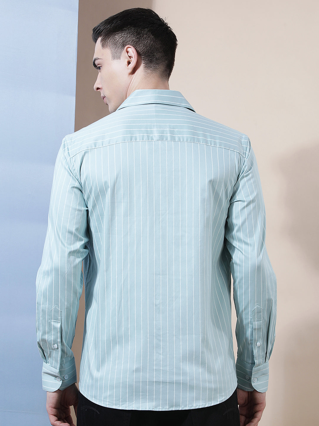 Green Vertical Stripes Shirt